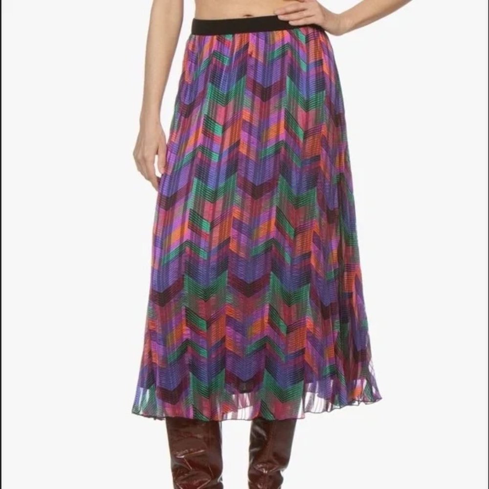 RD + Koko - Midi Chevron Pleated Skirt - Multicolor